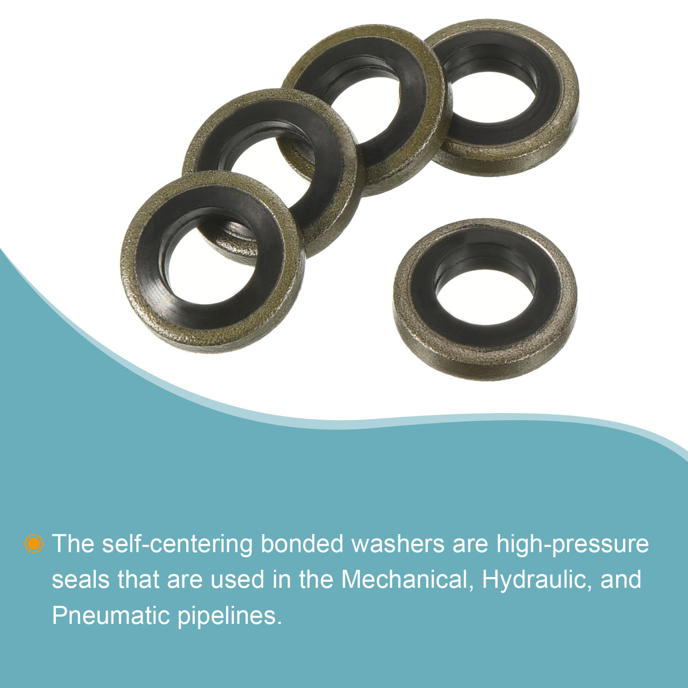 Harfington 5pcs M6 11.5x4.9x2mm Bonded Sealing Washer Carbon Steel Nitrile Rubber Gasket