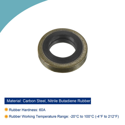 Harfington Bonded Sealing Washers M6 11.5x6x2mm Carbon Steel Nitrile Rubber Gasket, Pack of 10