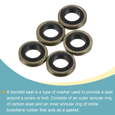 Harfington Bonded Sealing Washers M6 11.5x6x2mm Carbon Steel Nitrile Rubber Gasket, Pack of 10