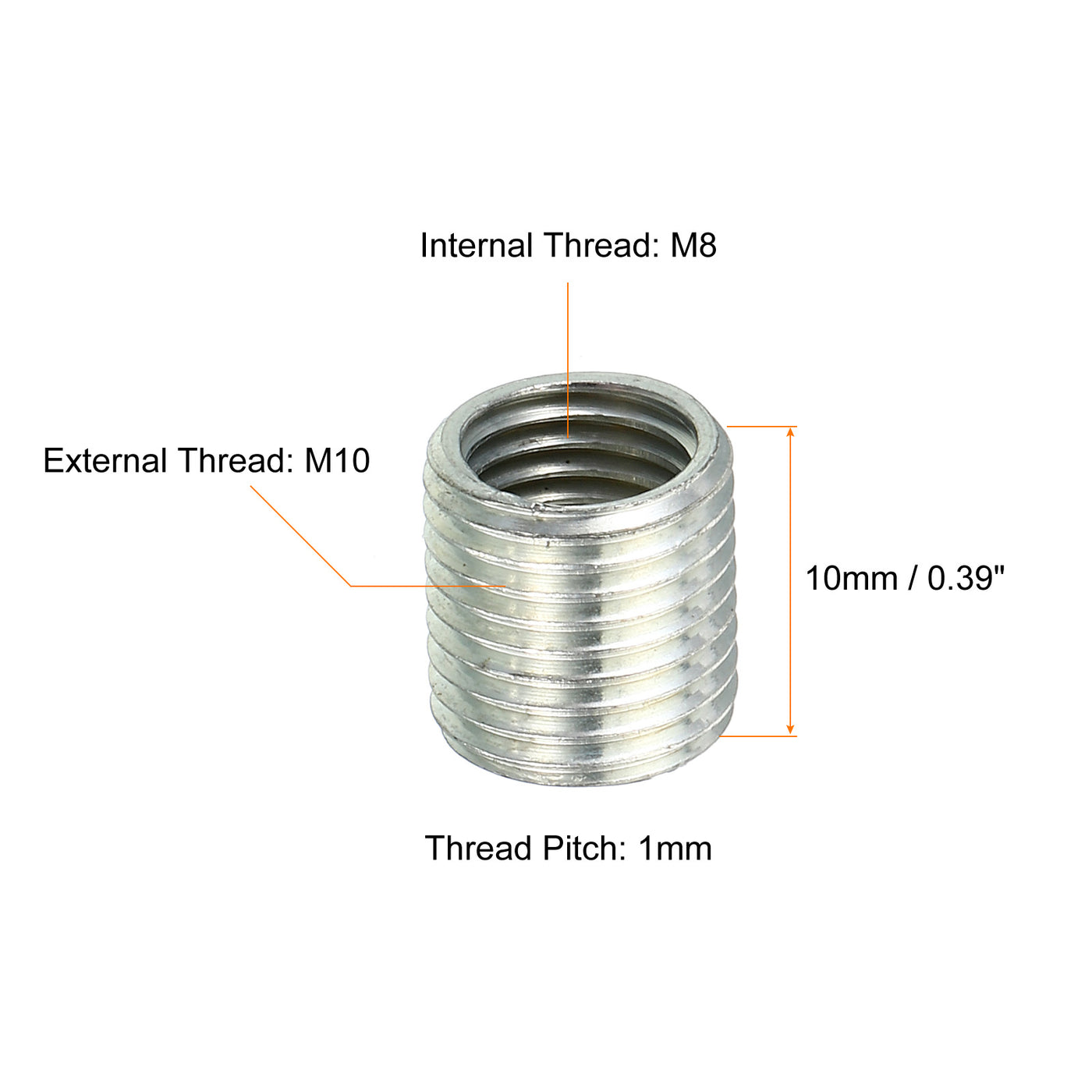 Harfington M10x1mm to M8x1mm Thread Adapters Sleeve Reducing Nut, 20 Pack 10mm Screw Conversion Nut Threaded Tube Coupler Connector Pipe Fitting