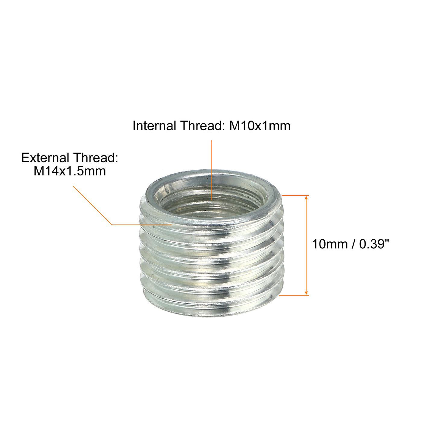 Harfington M14x1.5mm to M10x1mm Thread Adapters Sleeve Reducing Nut, 20 Pack 10mm Screw Conversion Nut Threaded Tube Coupler Connector Pipe Fitting