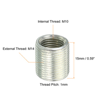 Harfington M14 to M10 Thread Adapters Sleeve Reducing Nut, 10 Pack 15mm Screw Conversion Nut Threaded Tube Coupler Connector Pipe Fitting