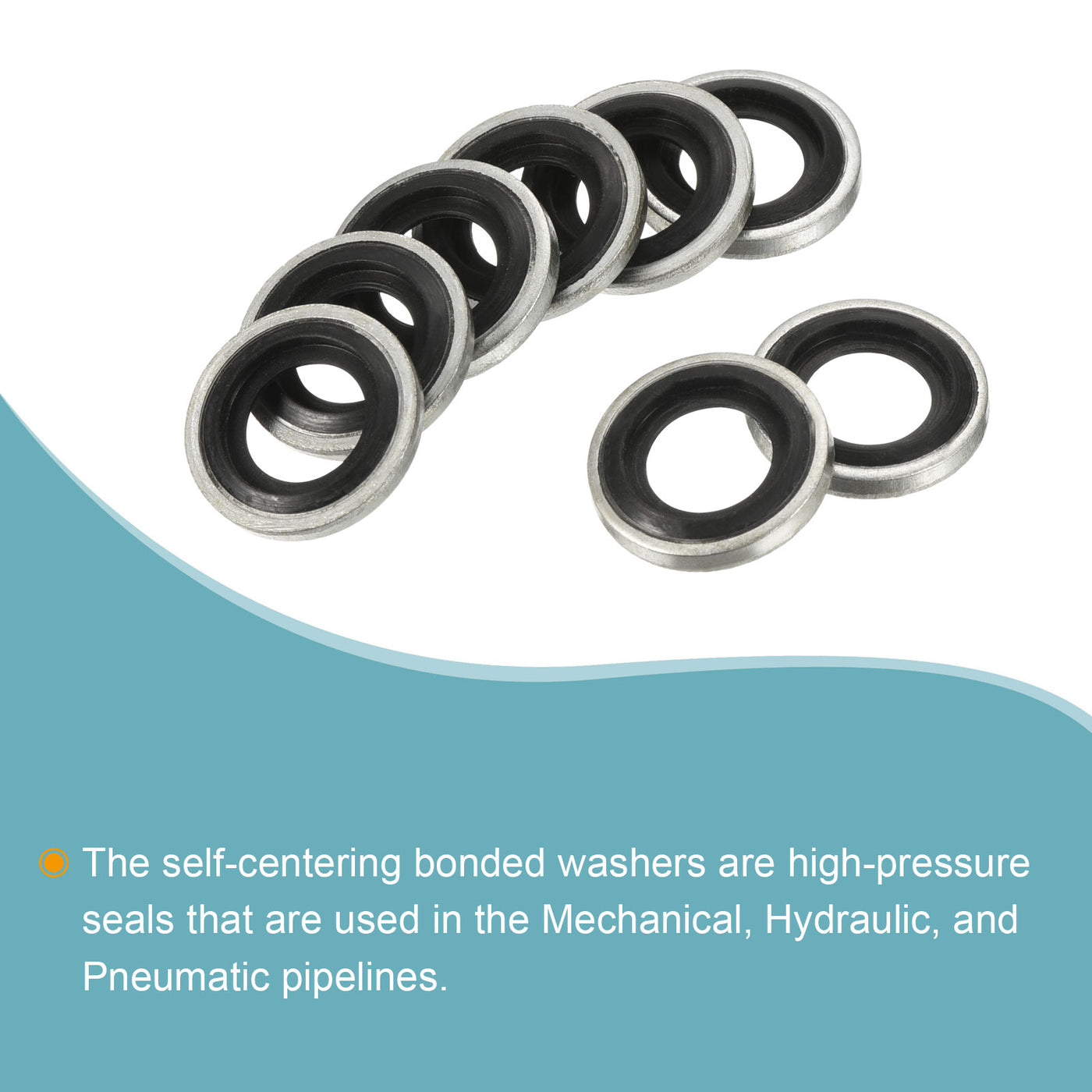 Harfington Bonded Sealing Washers M10 15.8x10.7x2mm Carbon Steel Nitrile Rubber Gasket, Pack of 12