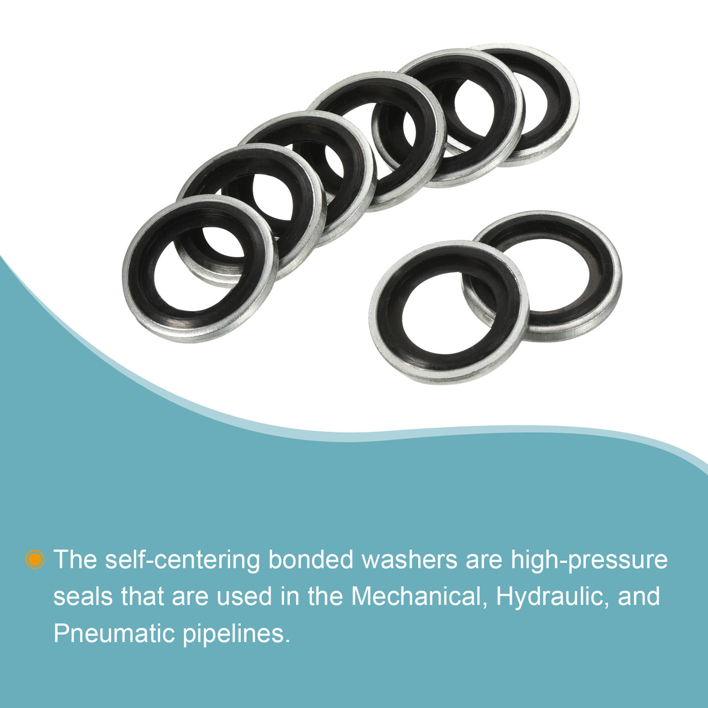 Harfington Bonded Sealing Washers M14 19.9x14.7x2mm Carbon Steel Nitrile Rubber Gasket, Pack of 12