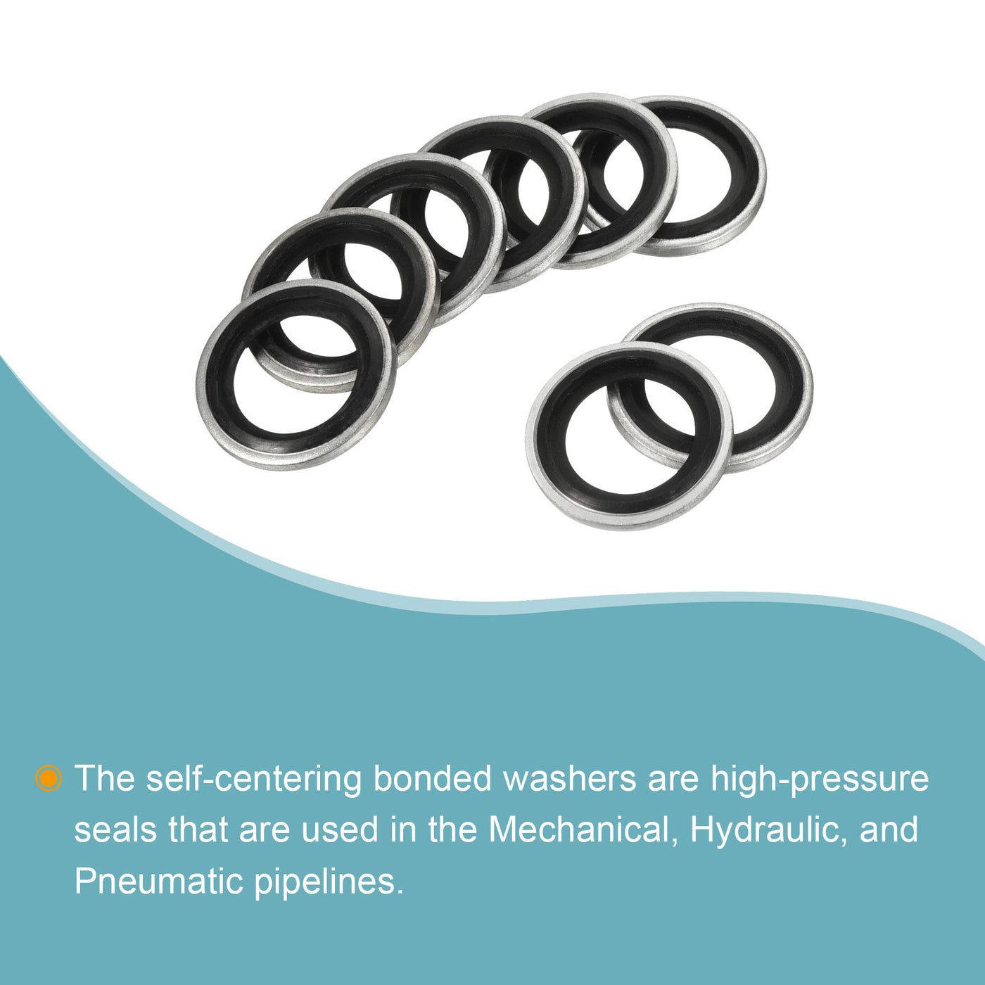 Harfington Bonded Sealing Washers M16 21.8x16.7x2mm Carbon Steel Nitrile Rubber Gasket, Pack of 12