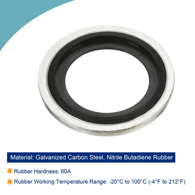 Harfington Bonded Sealing Washers M18 24.8x18.7x2mm Carbon Steel Nitrile Rubber Gasket, Pack of 12