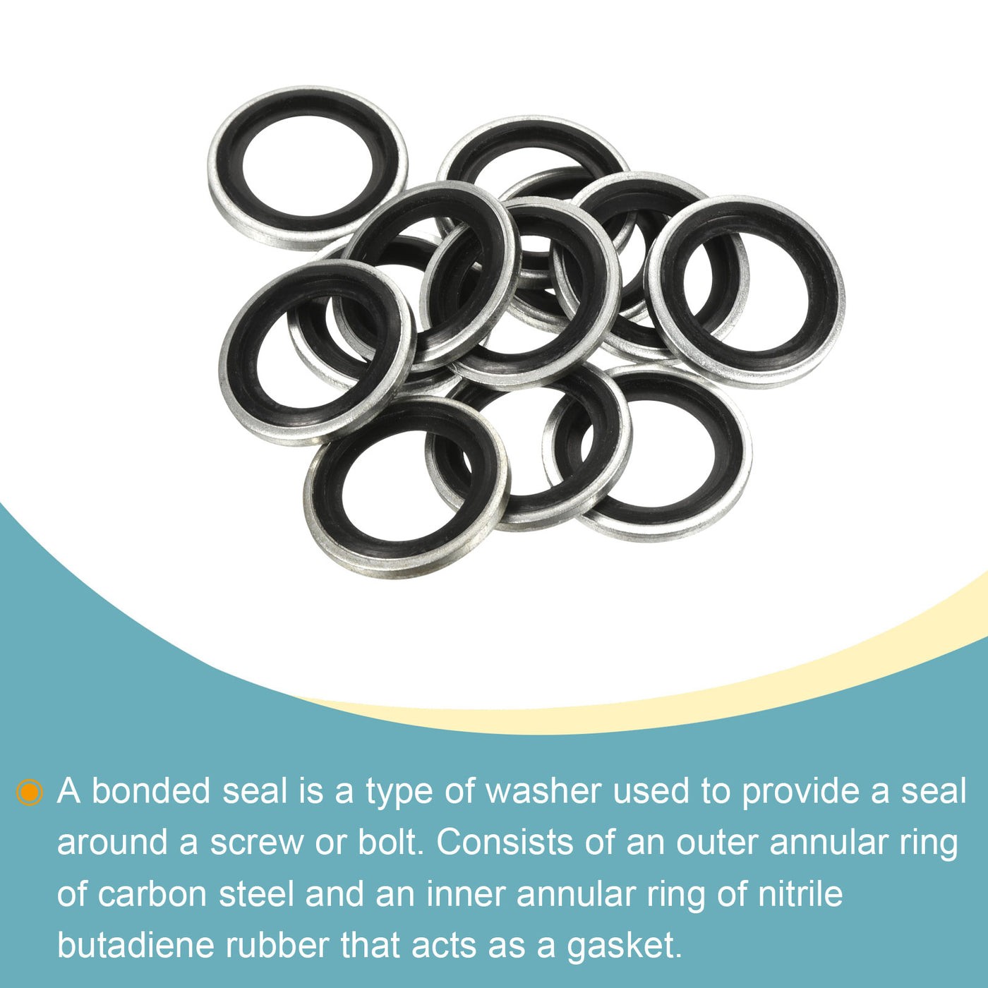 Harfington Bonded Sealing Washers M18 24.8x18.7x2mm Carbon Steel Nitrile Rubber Gasket, Pack of 12