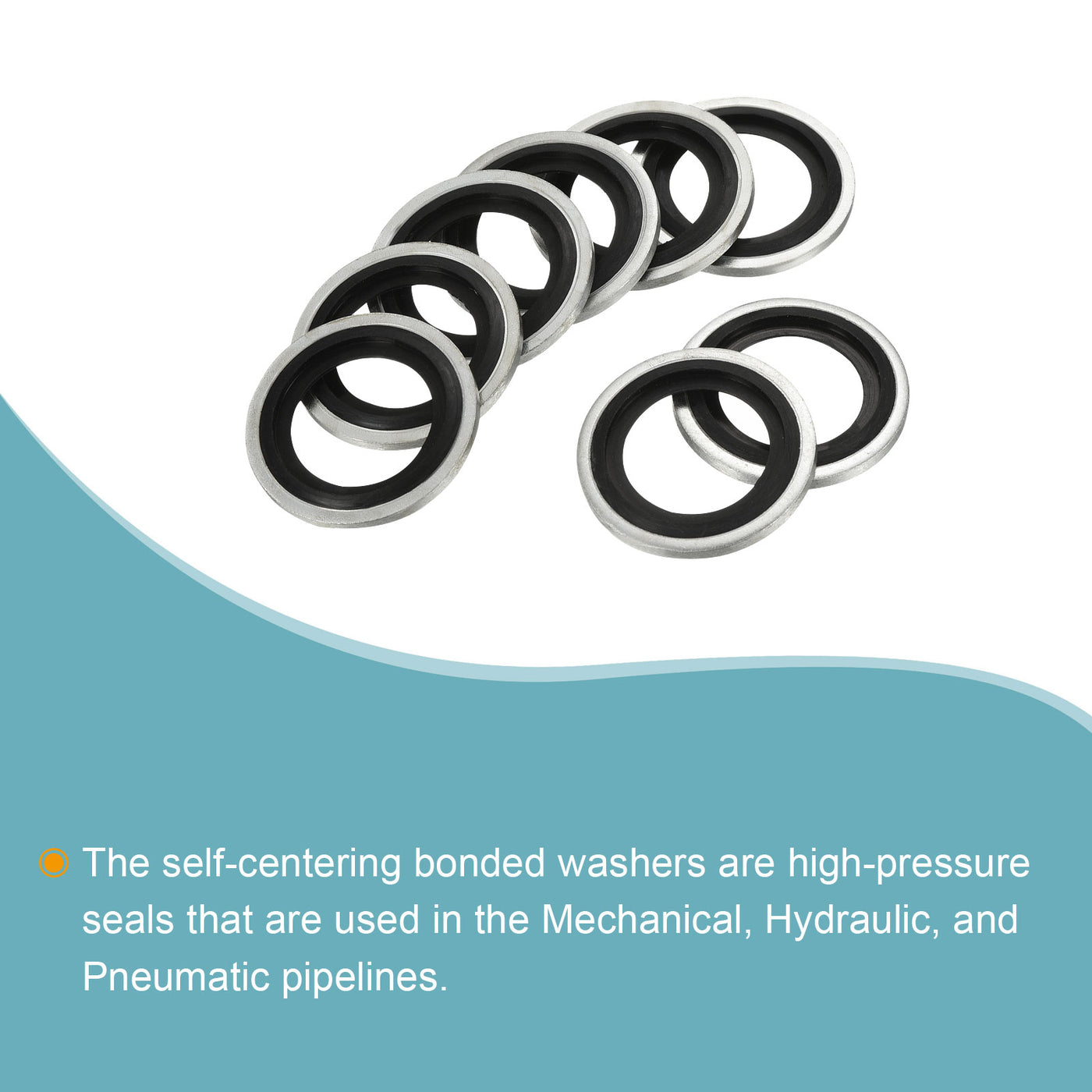 Harfington Bonded Sealing Washers M20 27.8x20.7x2mm Carbon Steel Nitrile Rubber Gasket, Pack of 12