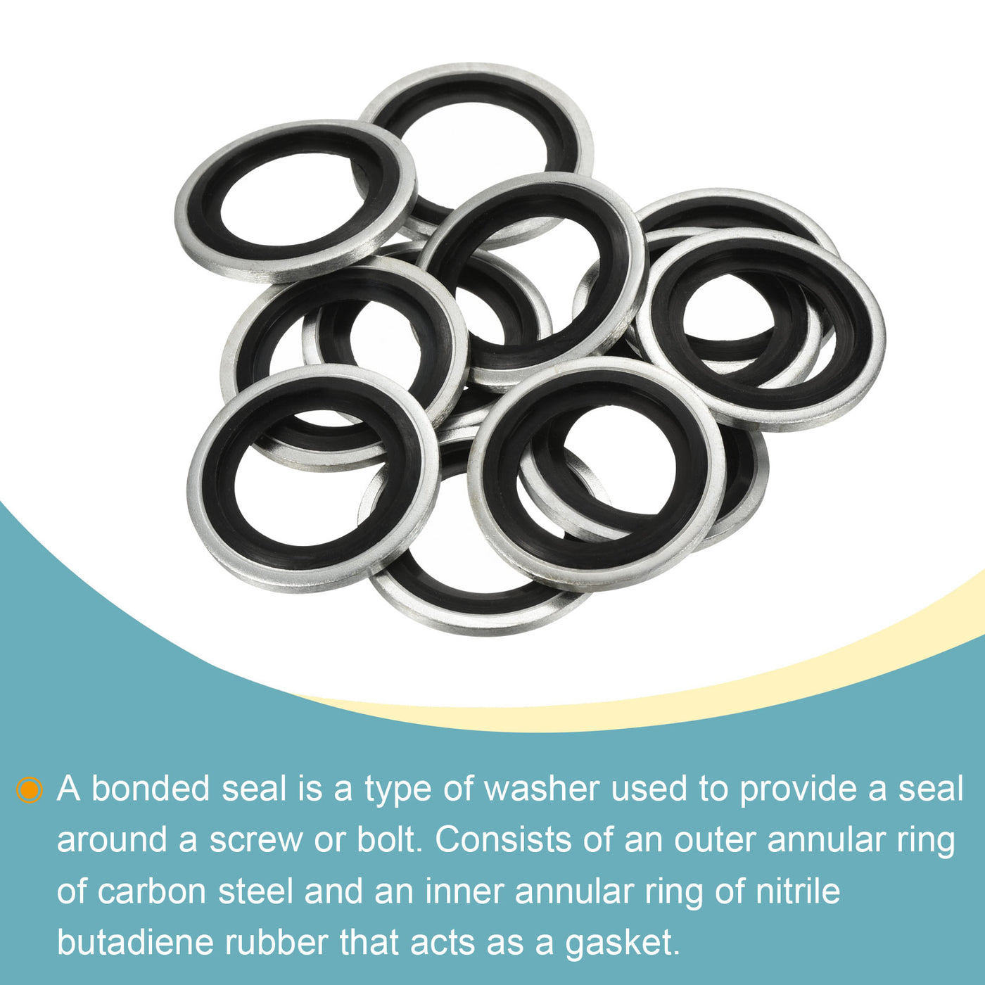 Harfington Bonded Sealing Washers M24 31.8x24.7x2mm Carbon Steel Nitrile Rubber Gasket, Pack of 12