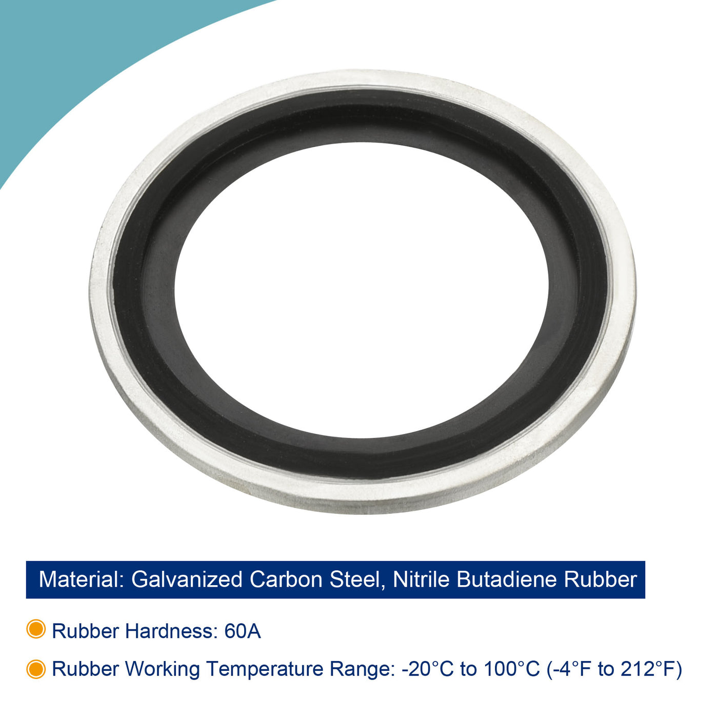 Harfington Bonded Sealing Washers M27 34.8x27.7x2mm Carbon Steel Nitrile Rubber Gasket, Pack of 12