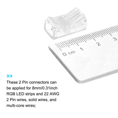 Harfington LED Streifen Anschluss 2 Pin 8mm LED Steckverbinder für Lichtstreifen RGB Unverkabelte Klammern für Streifen Licht Lückenlose Stromschiene Beleuchtung Anschluss 10Pack