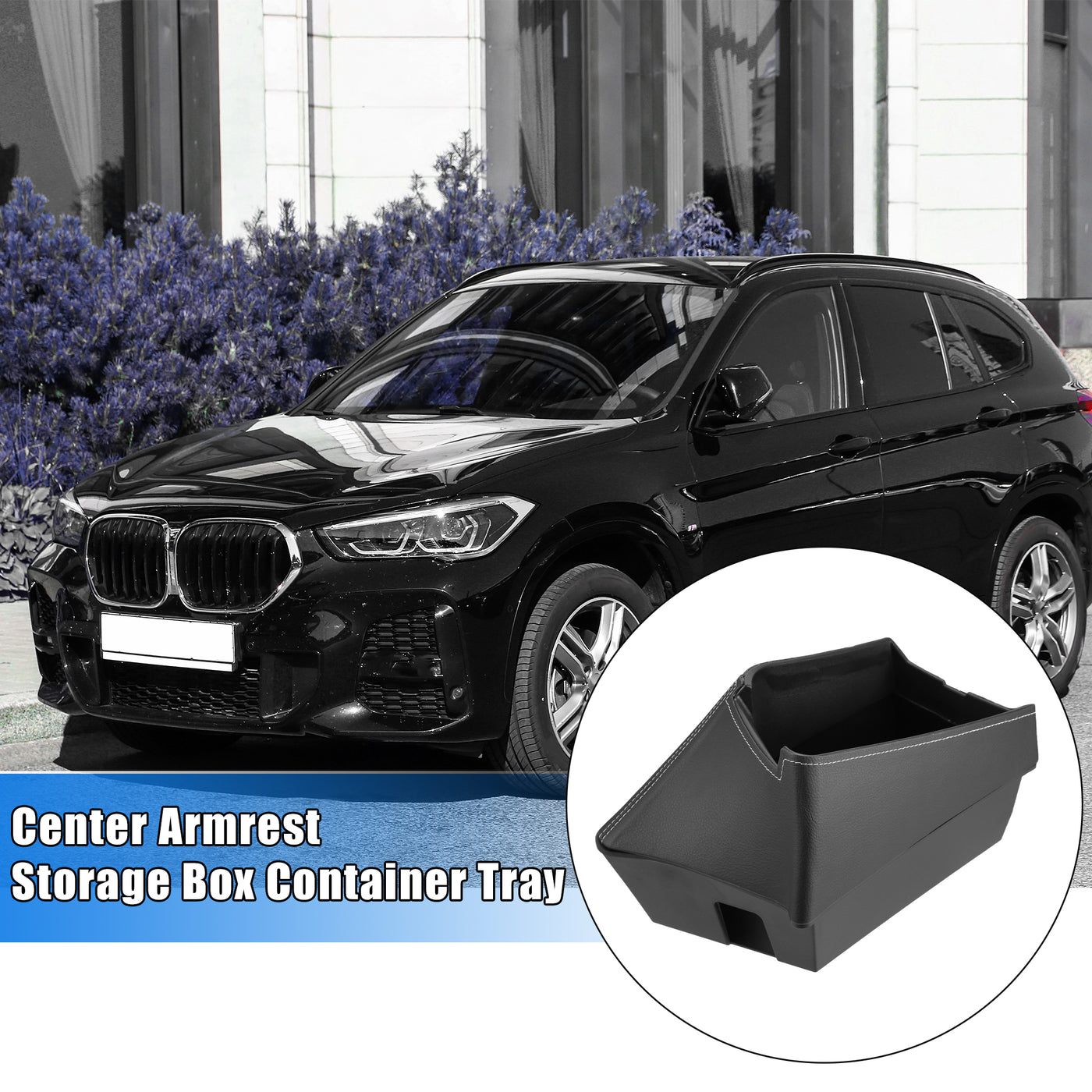 X AUTOHAUX Car Center Armrest ABS Storage Box Organizer Container Tray for BMW X1 F48 2016-2021 for BMW X2 F47 2018-2021 Black