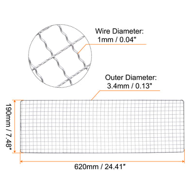 Harfington Square BBQ Grill Net 19x62cm Stainless Steel Barbecue Mesh Mat