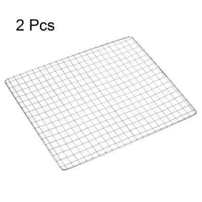 Harfington 2pcs Square BBQ Grill Net 12.6"x10.2" Stainless Steel Barbecue Mesh Mat