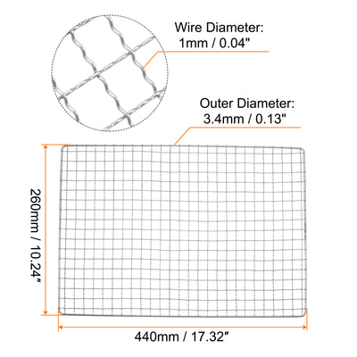 Harfington 2pcs Square BBQ Grill Net 17.3"x10.2" Stainless Steel Barbecue Mesh Mat