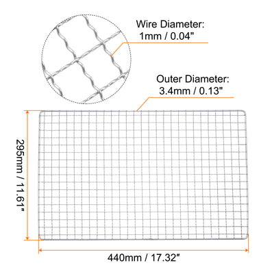 Harfington Square BBQ Grill Net 17.3"x11.6" Stainless Steel Barbecue Mesh Mat