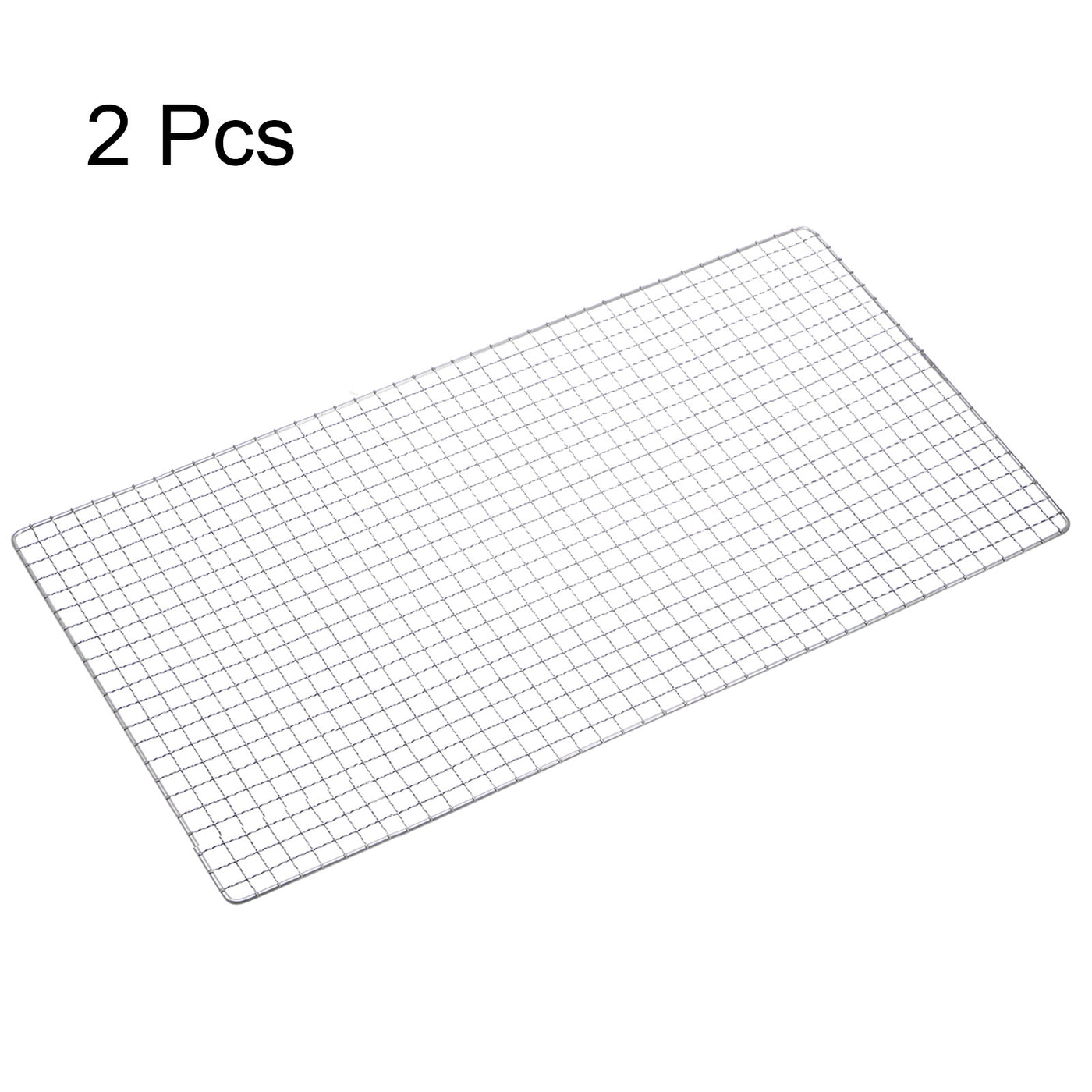 Harfington 2pcs Square BBQ Grill Net 29.5x60cm Stainless Steel Barbecue Mesh Mat