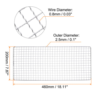 Harfington 2pcs Square BBQ Grill Net 20x46cm Stainless Steel Barbecue Mesh Mat