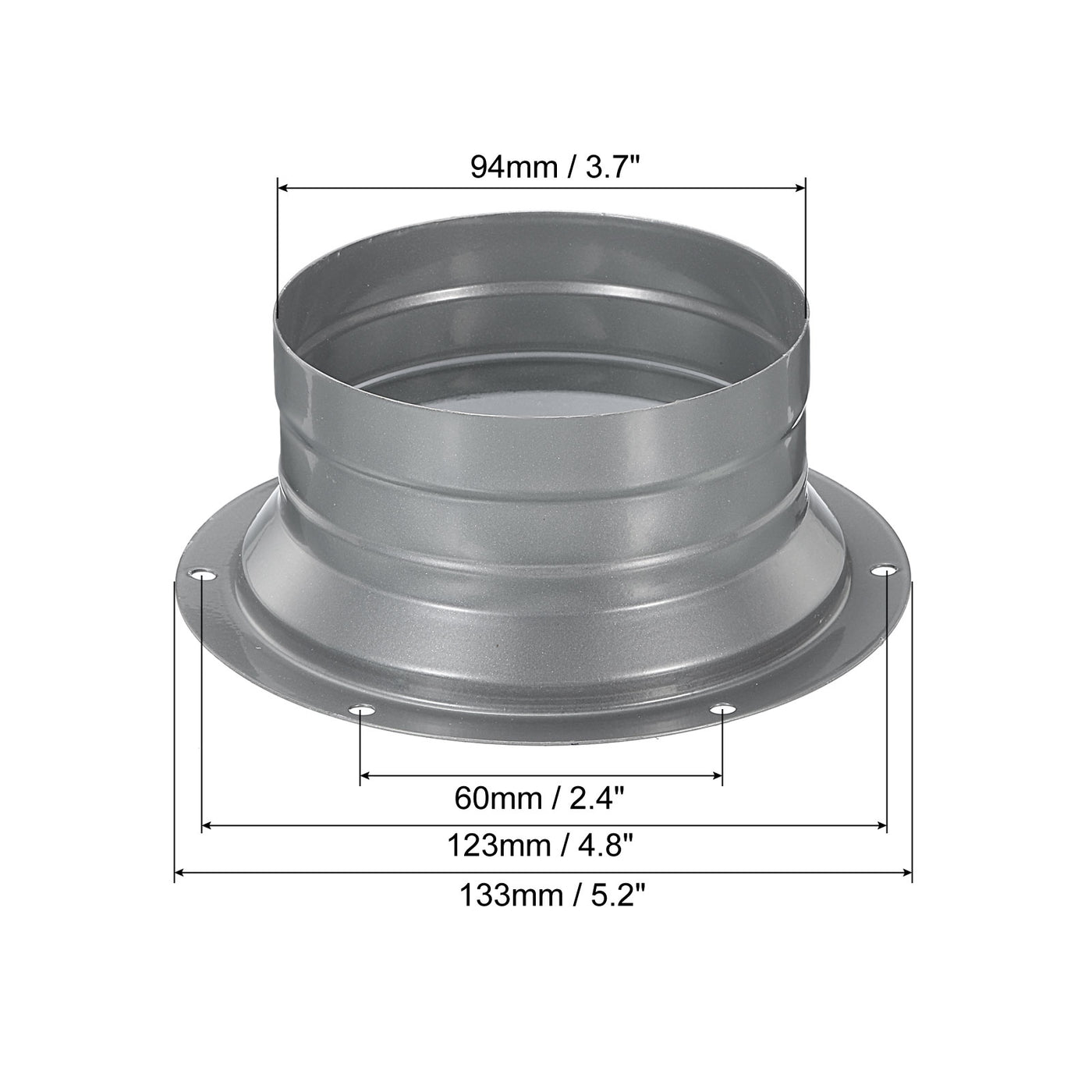 Harfington 4 Inch Duct Connector Flange, Metal Fitting Straight Pipe Flange Round Ventilation Air Duct for Heating Cooling Ventilation HVAC System