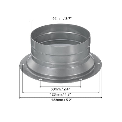 Harfington 4 Inch Duct Connector Flange, Metal Fitting Straight Pipe Flange Round Ventilation Air Duct for Heating Cooling Ventilation HVAC System