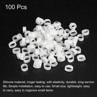 Harfington Silicone Rubber Bands Rings 100pcs Non-slip 1/2" Flat White for Books, Art, Boxes, Cord Wrapping, Bag Wraps