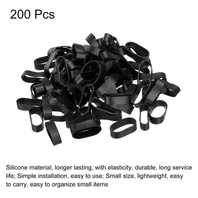 Harfington Silicone Rubber Bands Rings 200pcs Non-slip 1" Flat Black for Books, Art, Boxes, Cord Wrapping, Bag Wraps