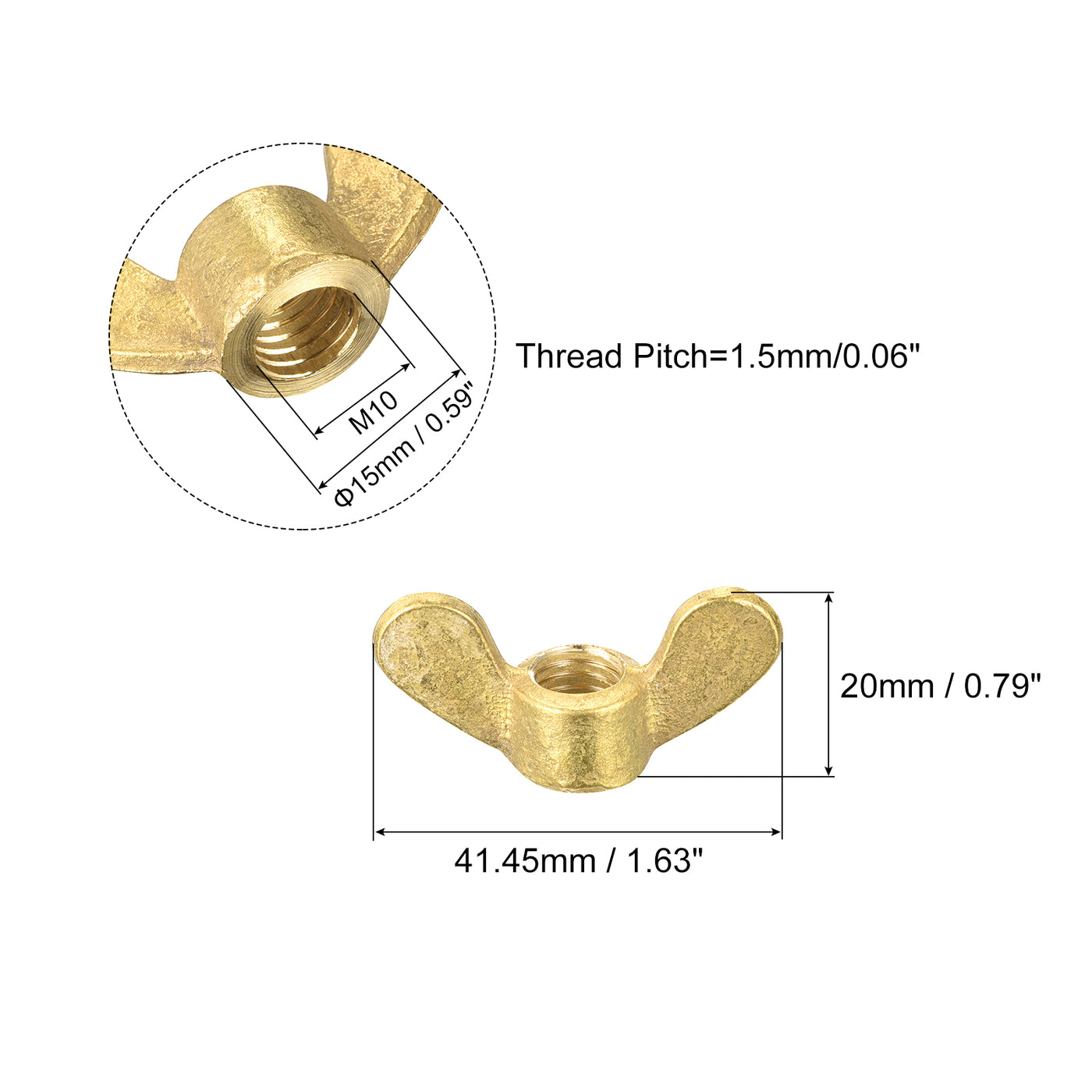 uxcell Uxcell 4 Stück Messing Flügelmutter M10 Schmetterling Mutter Hand Twist Tighten Befestigung für Möbel Maschinen Elektronische Geräte