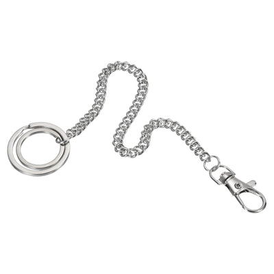 Harfington Wallet Chain Keychain with Keyrings Lobster Clasp 8", Nickel Plated Metal Clip for Jeans Pants Belt Loop Purse Handbag, Silver