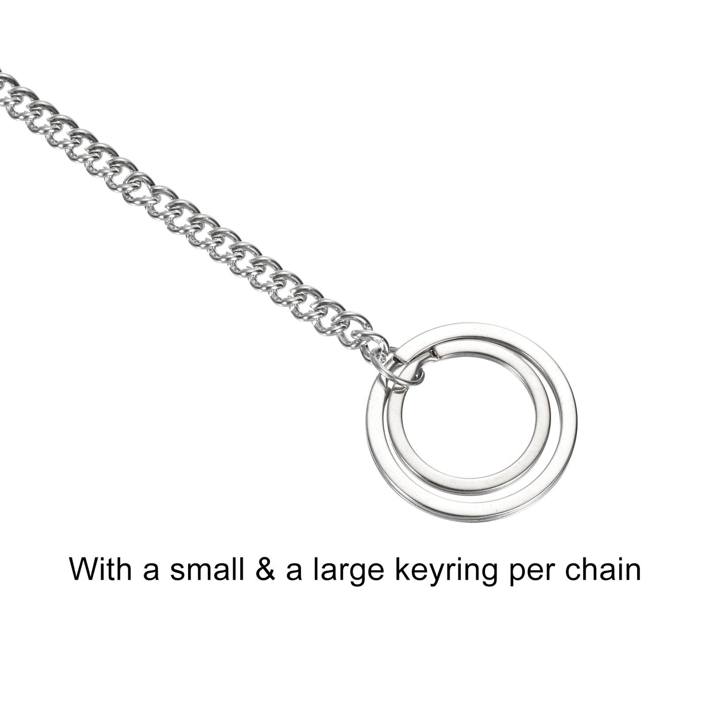 Harfington Wallet Chain Keychain with Keyrings Clasp 8", Nickel Plated Metal Clip for Jeans Pants Belt Loop Pocket Purse Handbag, Silver