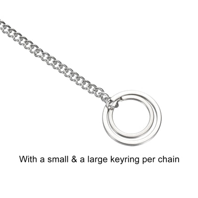 Harfington Wallet Chain Keychain with Keyrings Lobster Clasp 8 Inch, 2 Pack Nickel Plated Metal Clip for Jeans Pants Belt Loop Purse Handbag, Silver