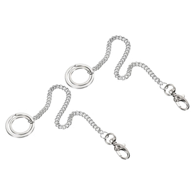 Harfington Wallet Chain Keychain with Keyrings Lobster Clasp 8 Inch, 2 Pack Nickel Plated Metal Clip for Jeans Pants Belt Loop Purse Handbag, Silver