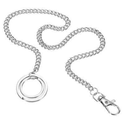 Harfington Wallet Chain Keychain with Keyrings Lobster Clasp 16", Nickel Plated Metal Clip for Jeans Pants Belt Loop Purse Handbag, Silver