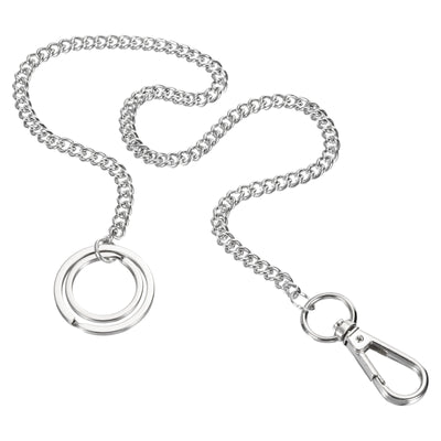 Harfington Wallet Chain Keychain with Keyring Clasp 16 Inch, Nickel Plated Metal Clip for Jeans Pants Belt Loop Pocket Purse Handbag, Silver