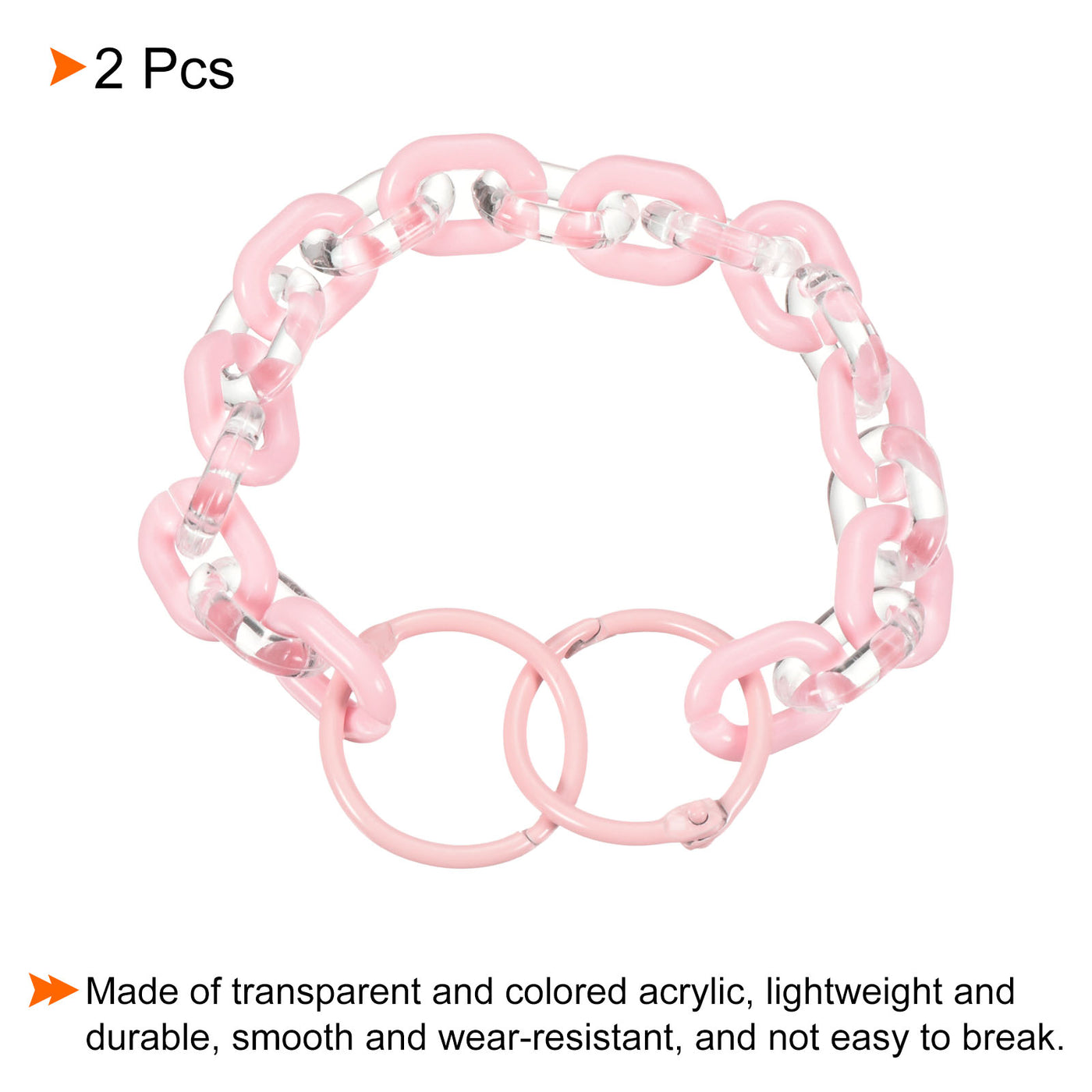 Harfington 2 Pack Schlüsselanhänger mit Ringe Acrylband 10 Zoll für Gürtelschlaufe Rosa