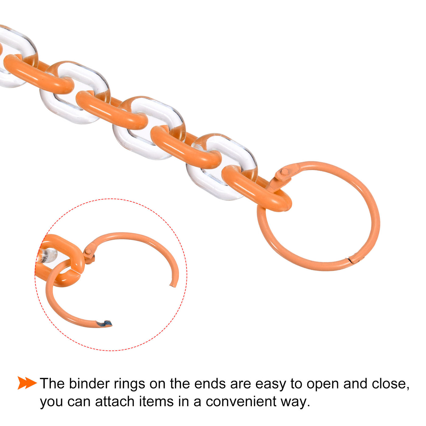 Harfington 2 Pack Schlüsselanhänger Acryl Link mit Ringbücher 10 Zoll für Geldbeutel Orange