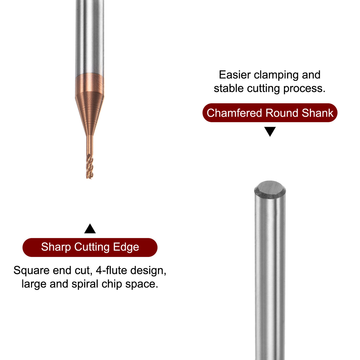 Harfington 1mm x 6mm x 4mm x 50mm AlTiSin Coated Carbide 4 Flute Square End Mill 2pcs