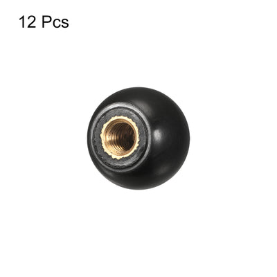 Harfington Uxcell 12Pcs Threaded Ball Knobs, M5 Female Thread Thermoset Round Ball Handles, Black