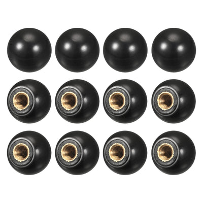 Harfington Uxcell 12Pcs Threaded Ball Knobs, M5 Female Thread Thermoset Round Ball Handles, Black