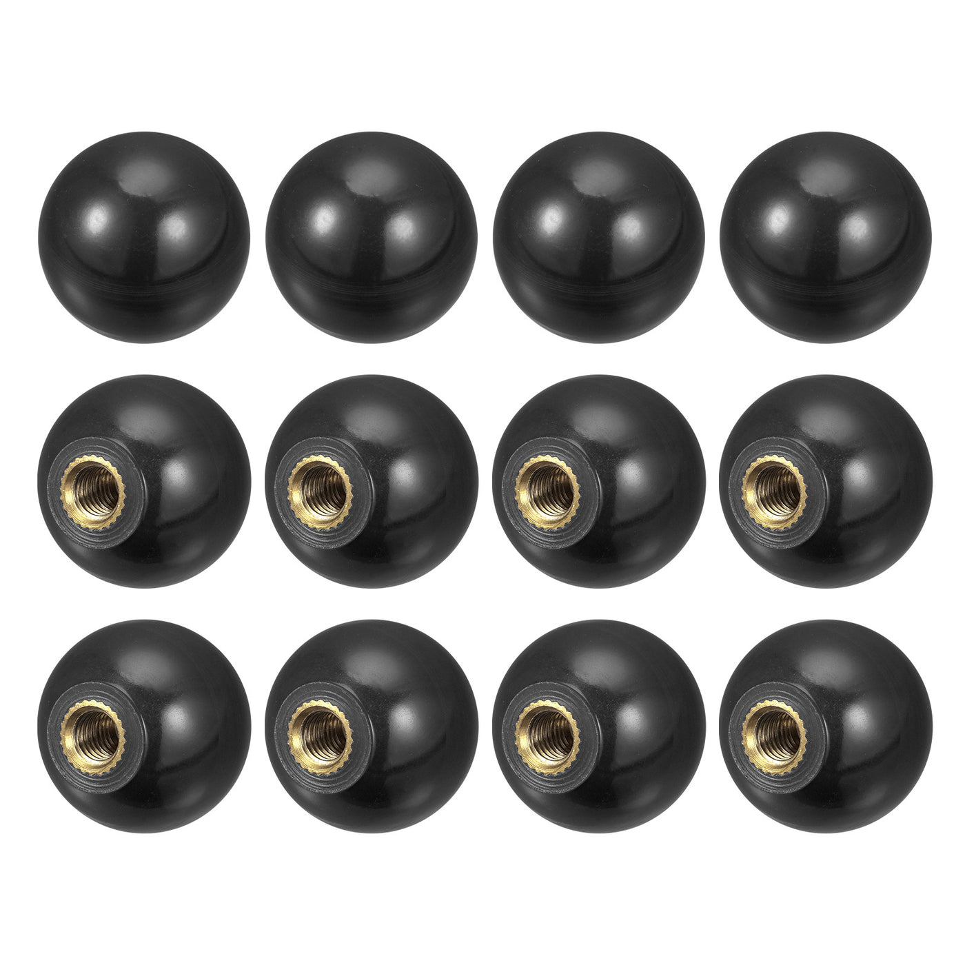 uxcell Uxcell 12Pcs Threaded Ball Knobs, M5 Female Thread Thermoset Round Ball Handles, Black