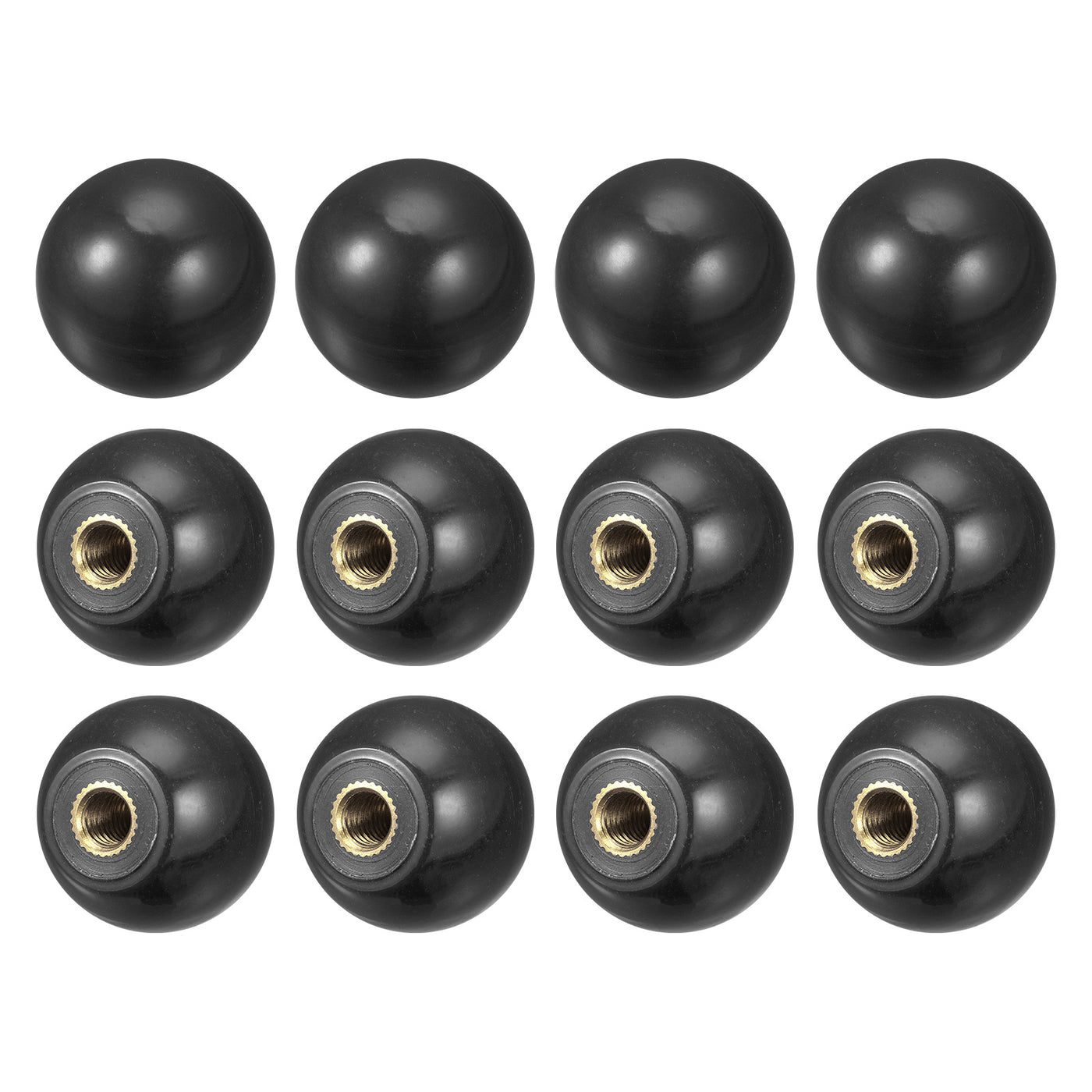 uxcell Uxcell 12Pcs Threaded Ball Knobs, M5 Female Thread Thermoset Round Ball Handles, Black