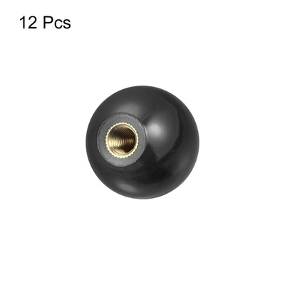 Harfington Uxcell 12Pcs Threaded Ball Knobs, M5 Female Thread Thermoset Round Ball Handles, Black