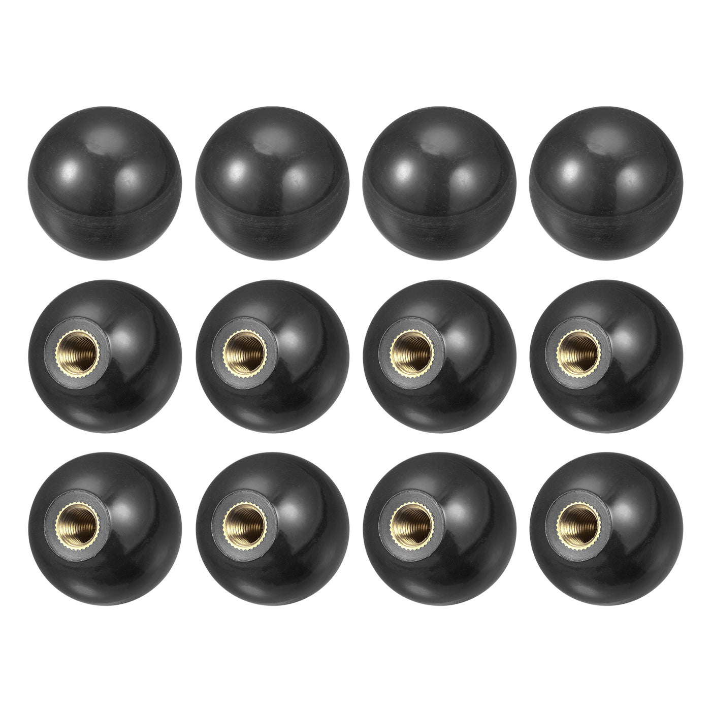 uxcell Uxcell 12Pcs Threaded Ball Knobs, M5 Female Thread Thermoset Round Ball Handles, Black