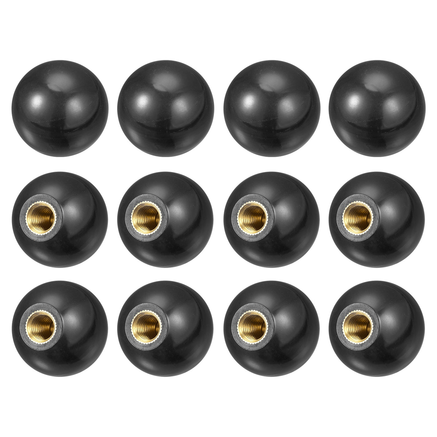 uxcell Uxcell 12Pcs Threaded Ball Knobs, M5 Female Thread Thermoset Round Ball Handles, Black