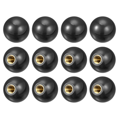 Harfington Uxcell 12Pcs Threaded Ball Knobs, M5 Female Thread Thermoset Round Ball Handles, Black