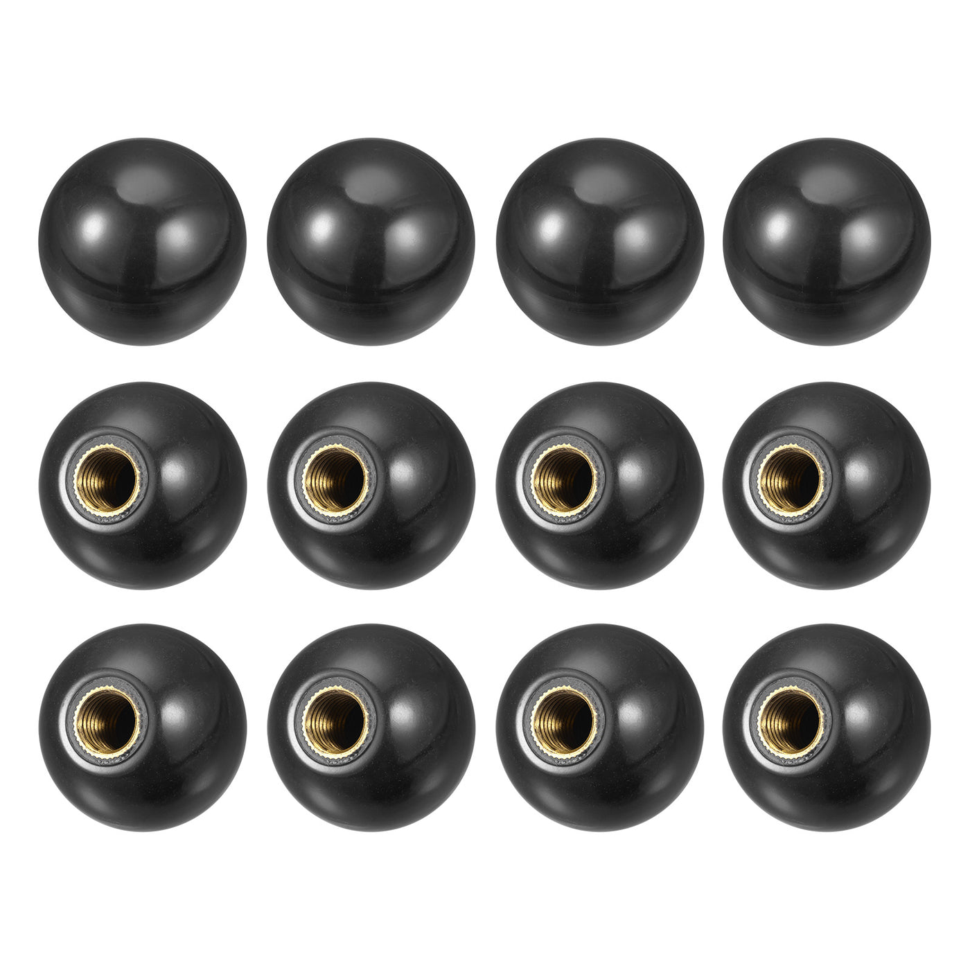 uxcell Uxcell 12Pcs Threaded Ball Knobs, M5 Female Thread Thermoset Round Ball Handles, Black