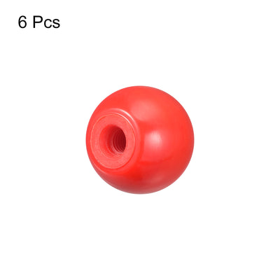 Harfington Uxcell 6Pcs Threaded Ball Knob, 0.98'' Dia M6 Female Thread Thermoset Ball Handles, Red