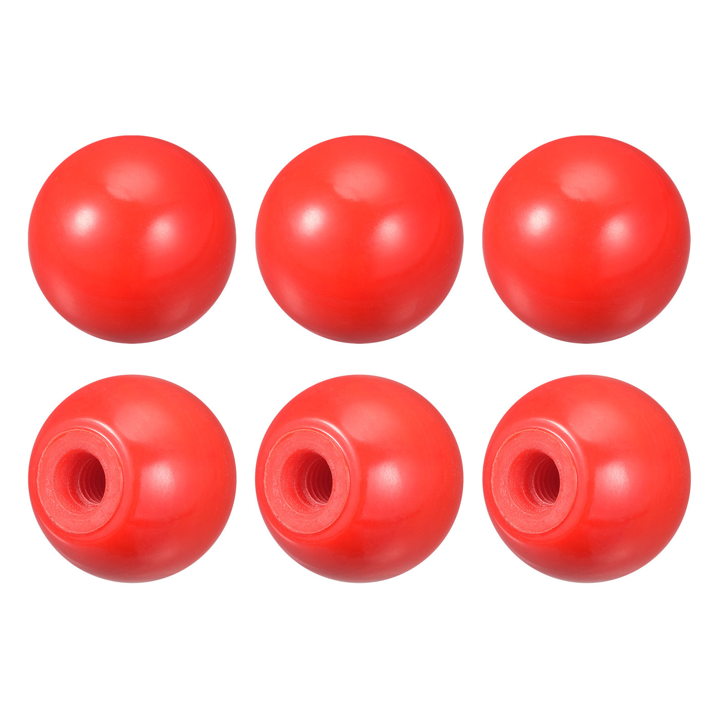 uxcell Uxcell 6Pcs Threaded Ball Knob, 0.98'' Dia M6 Female Thread Thermoset Ball Handles, Red