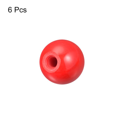 Harfington Uxcell 6Pcs Threaded Ball Knob, 0.98'' Dia M6 Female Thread Thermoset Ball Handles, Red