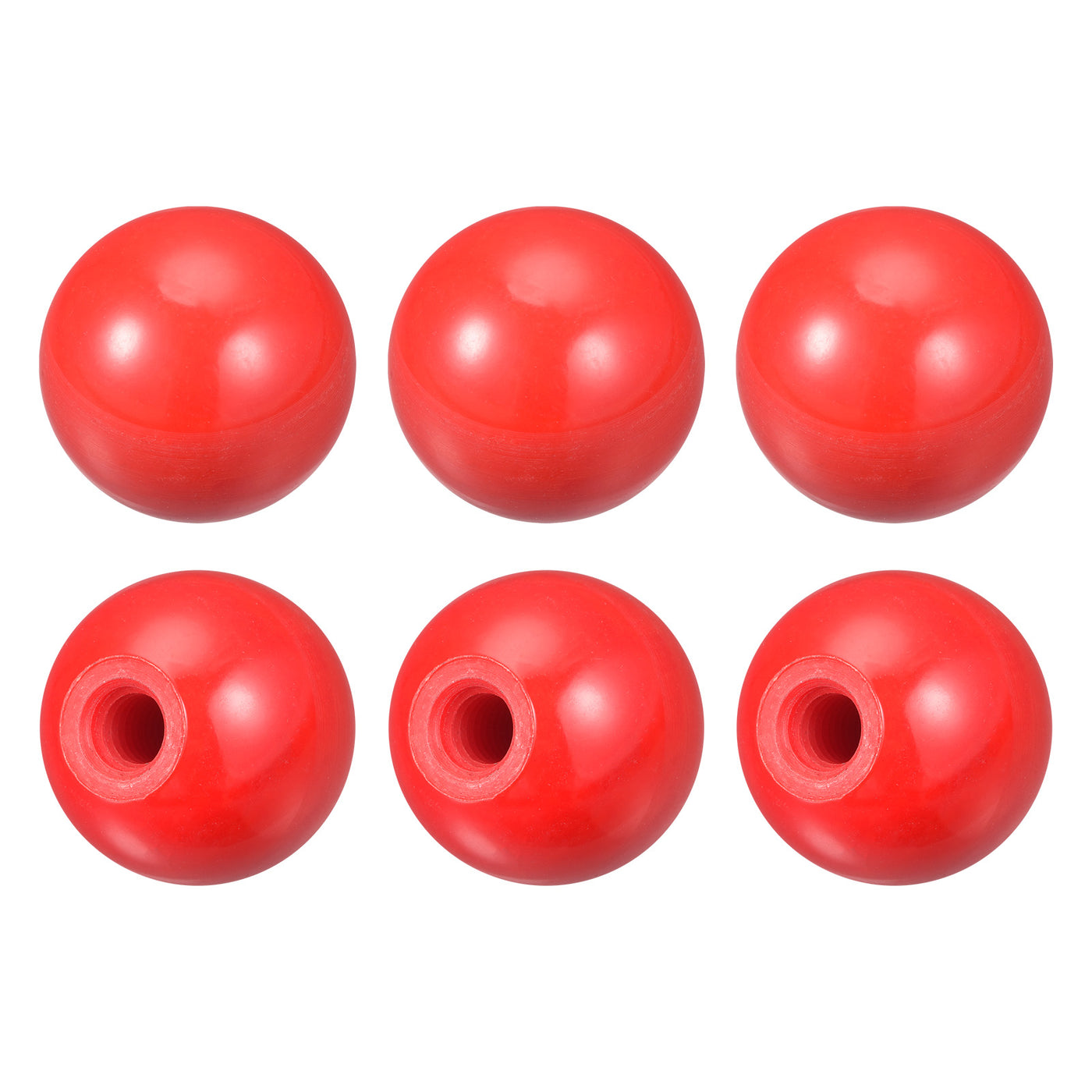 uxcell Uxcell 6Pcs Threaded Ball Knob, 0.98'' Dia M6 Female Thread Thermoset Ball Handles, Red