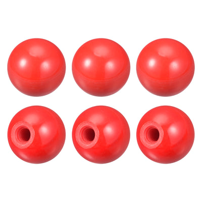 Harfington Uxcell 6Pcs Threaded Ball Knob, 0.98'' Dia M6 Female Thread Thermoset Ball Handles, Red